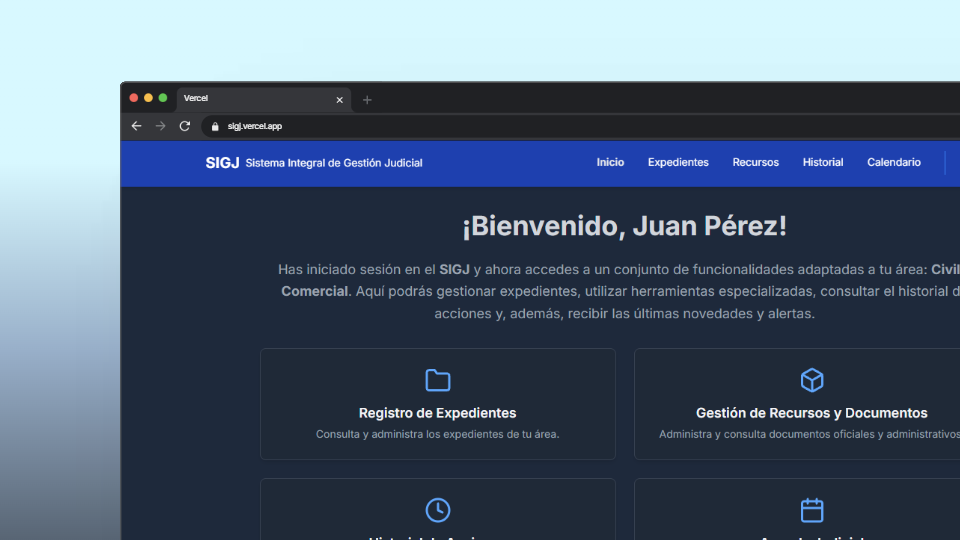 Vista previa de SIGJ | Gestión Judicial