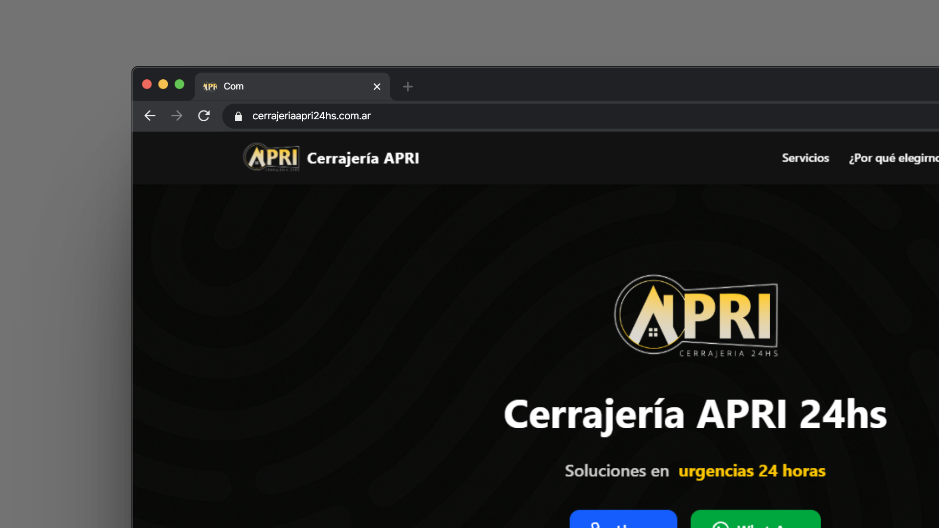 Captura del proyecto Cerrajería APRI