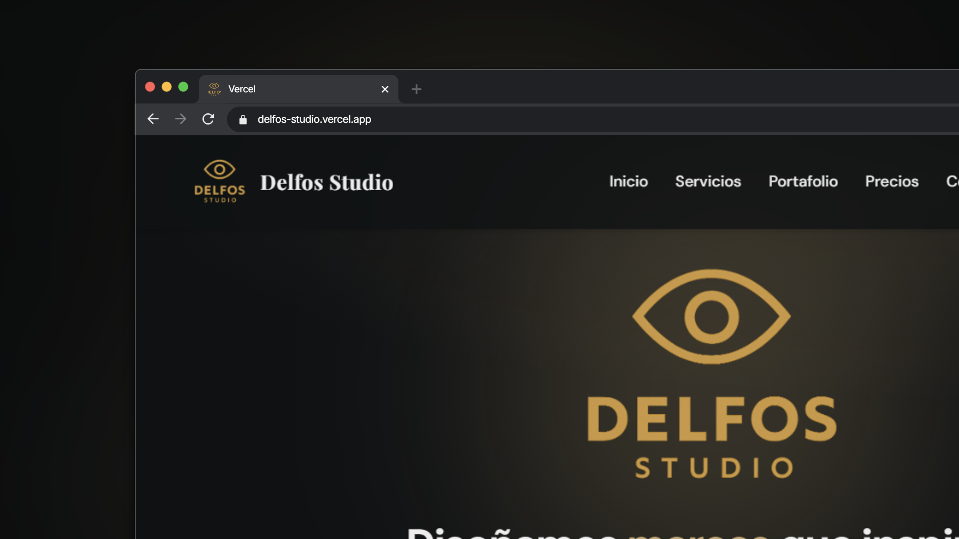 Captura del proyecto Delfos Studio · Agencia Creativa