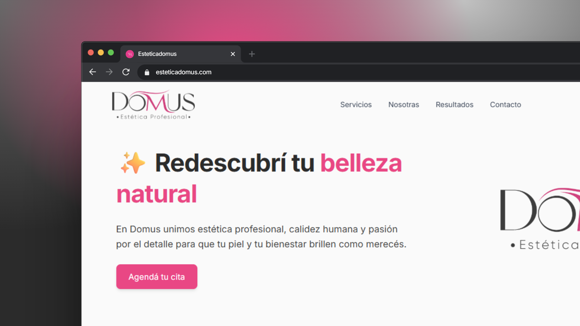 Captura del proyecto Domus | Estética Profesional