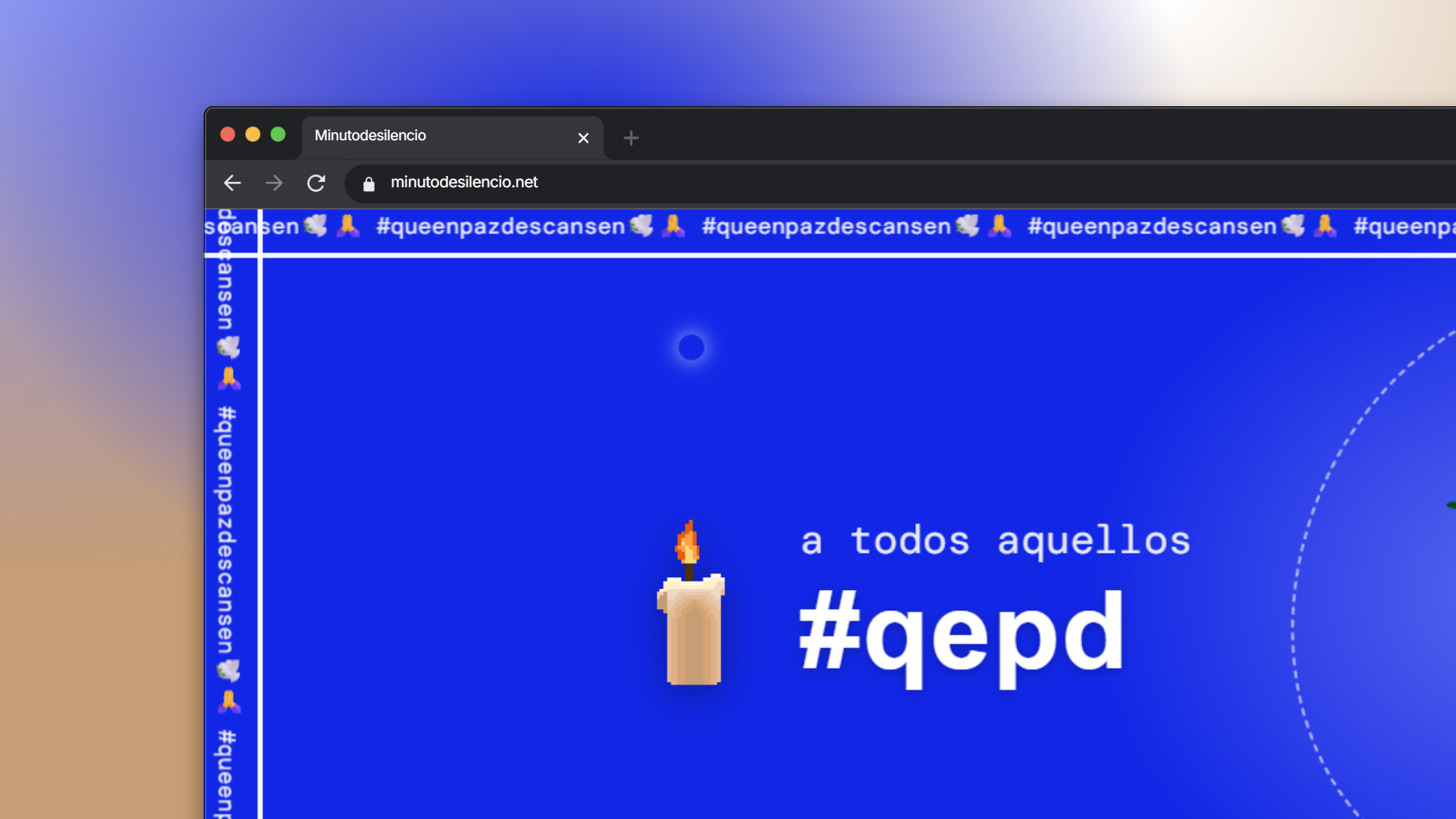 Captura del proyecto Minuto de Silencio · Experiencia Web Interactiva