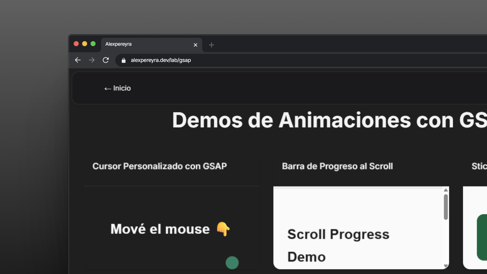 Vista de Animaciones con GSAP